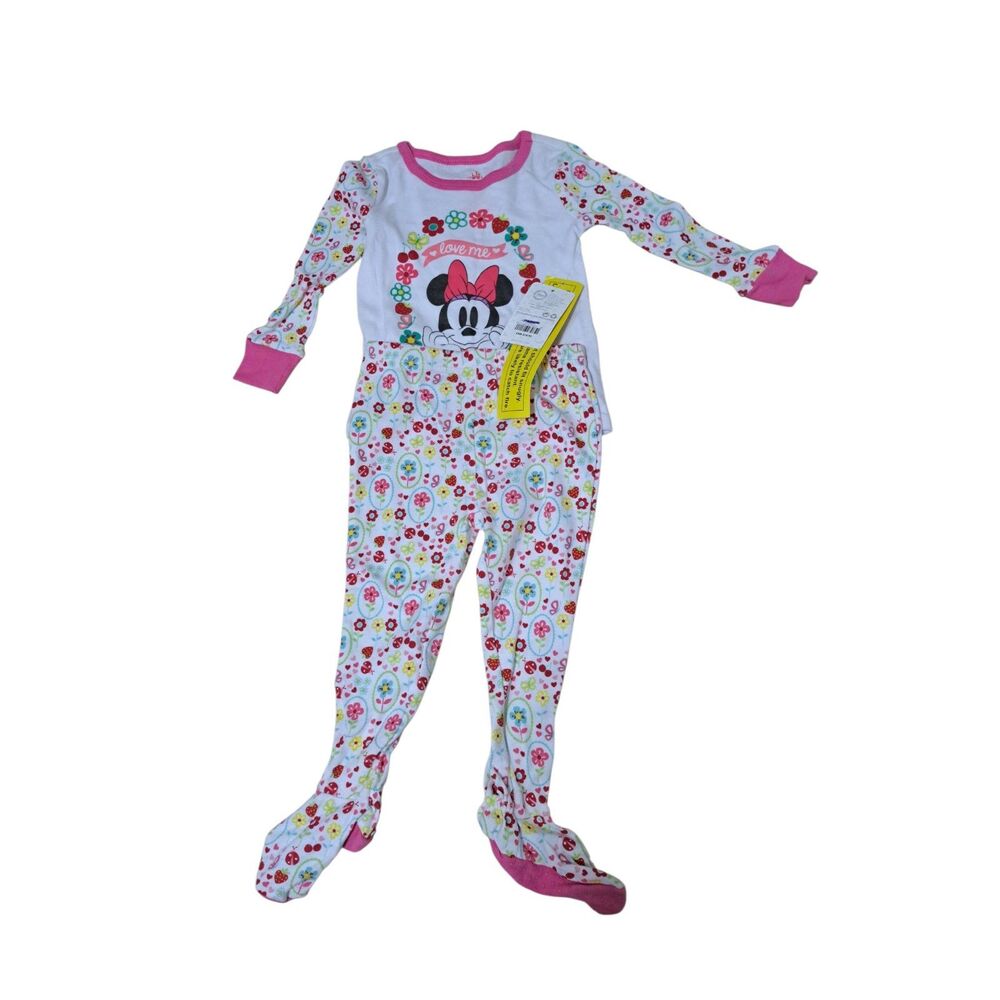 Disney 2 Piece Organic Cotton Minnie Girl Cozy Pajamas Size 12-18 M